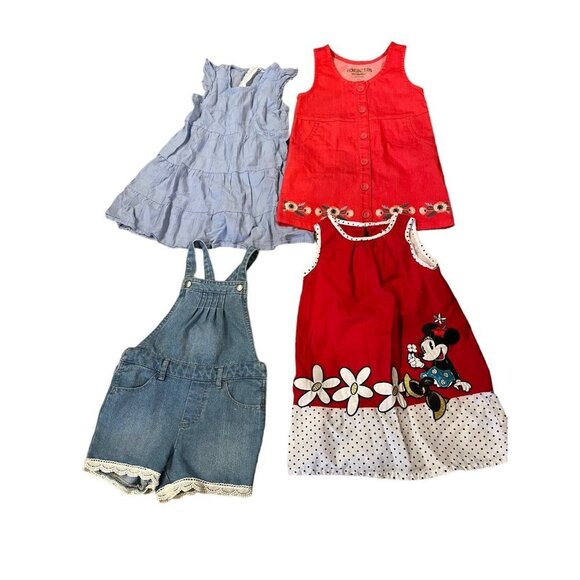 Bundle Girls Floral Dresses Denim Disney Size 4T - Picture 1 of 10